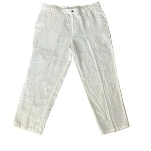 Tasso Elba 100% Linen Chino Pants White Semi Sheer 36x27 Coastal Lightweight‎